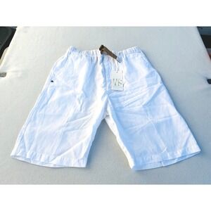 White Sand Mens White Linen Blend Bermuda Shorts Webbing Belt Size 50 IT US 34